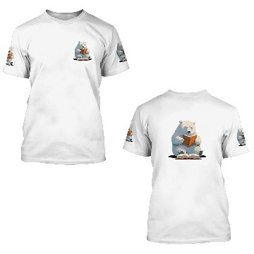 Discover Book Fun Cute Polar Bear is reading a Book Reading Polar Bear Baseball Tees 3D T Shirts