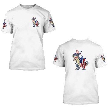 Discover Dinosaur Pet Gnomes Driving Dinosaur T rexs American Flag 3D T Shirts