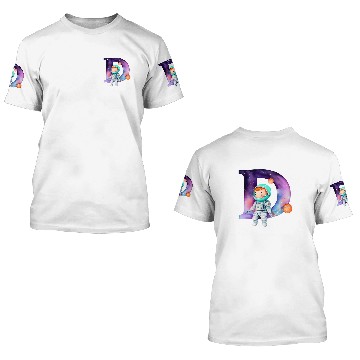 Discover Astronaut Job Space Astronaut Letter D Name Monogram Initial Galaxy Planet 3D T Shirts