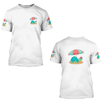 Discover Turtle Pet Kids Vacation Themed Turtle with Starfish 3D T Shirts