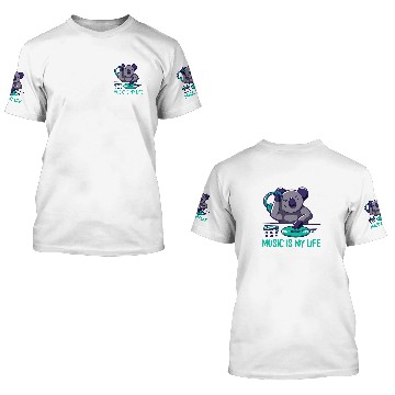 Discover Koala Pet DJ Music Player Music Lover 3D T Shirts