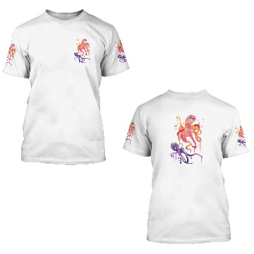 Discover Octopus Pet art Sea Life paintings Environmentalist Conservation 3D T Shirts
