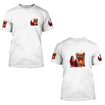 Discover Book Fun In Fireplace Reader Bookworm Girls Women Zip 3D T Shirts