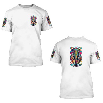 Discover Elephant Pet Colorful Elephant Patchwork Art Design 3D T Shirts