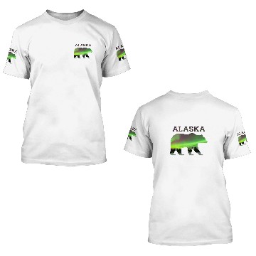 Discover Alaskan Bear Northern Lights Aurora Borealis Nature Sky 3 3D T Shirts