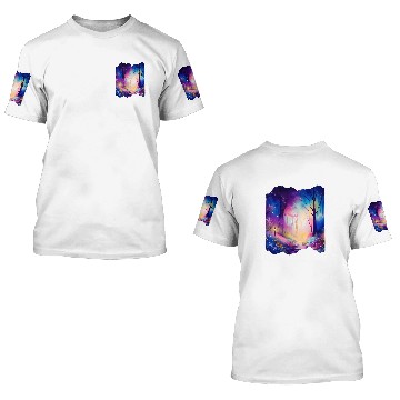 Discover Boho Chic Enchanted Forest Rainbow Watercolor Sky Baseball Tees 3D T Shirts
