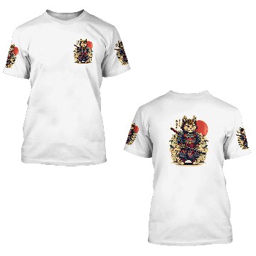 Discover Ancient Samurai Cat Japan Culture Katana 1 3D T Shirts