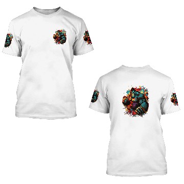 Discover Gorilla Boxer Splash Graffiti Graphic Baseball Tees 3D T Shirts