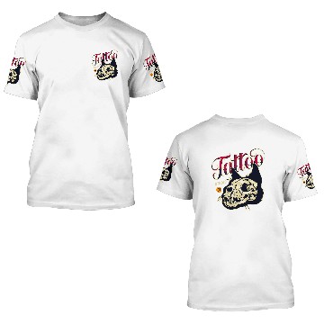 Discover Cat Skull Tattoo Baseball Tees 3D T Shirts