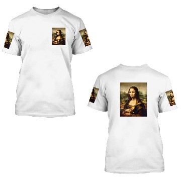 Discover Wines Fun Renaissance Mona Lisa with Wines Glass Leonardo Inspired Art Baseball Tees 3D T Shirts