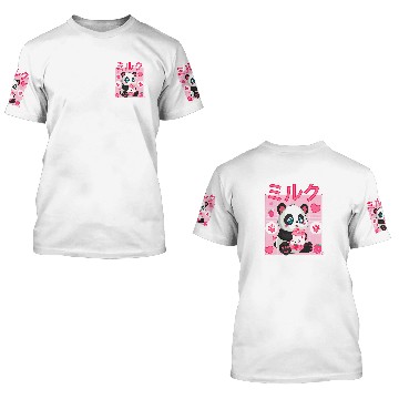 Discover Panda Pet Kawaii Bear Anime Strawberry Milk Shake 3D T Shirts
