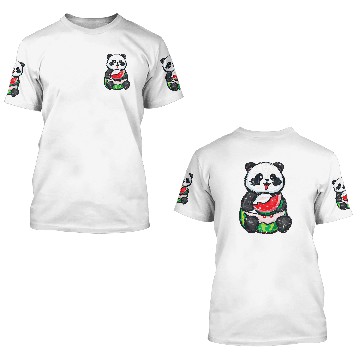 Discover Panda Pet Kawaii Panda Eating Watermelon Grunge 3D T Shirts