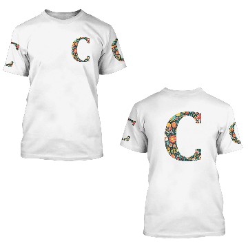Discover initial monogram floral letter C colorful Garden flowers 3D T Shirts