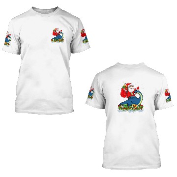 Discover Santa Claus Riding Brontosaurus Dinosaur Christmas 3D T Shirts