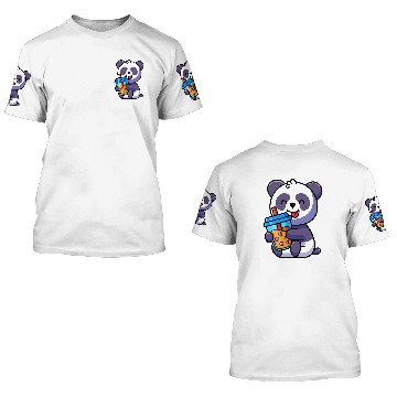 Discover Panda Pet Boba Tea Bubble Tea Kawaii Theme Cute Panda Smile 3D T Shirts