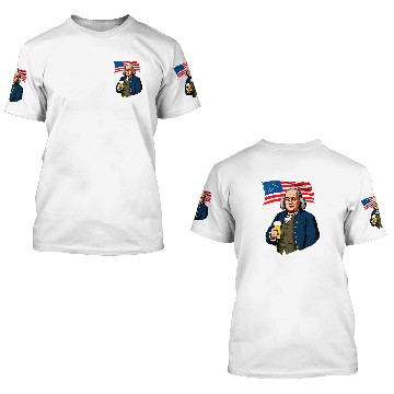 Discover Beer Fun Benjamin Franklin With Beer Mug American Flag 8 Baseball Tees 3D T Shirts