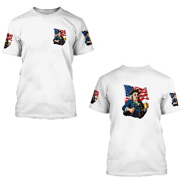 Discover Beer Fun Benjamin Franklin With Beer Mug American Flag 6 3D T Shirts