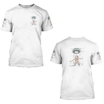 Discover Alien UFO Native American Indian Encounter Graphic Art 1 3D T Shirts
