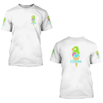Discover I Scream Ice Cream 2Parrot Bird Nerd 2Cockatiel 3D T Shirts