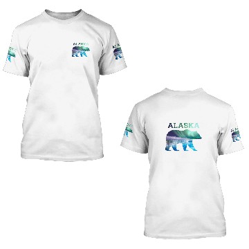 Discover Alaskan Bear Northern Lights Aurora Borealis Nature Sky 1 Baseball Tees 3D T Shirts