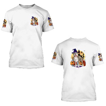 Discover Cute American Pit Bull Terrier Halloween Witch Pumpkin 3D T Shirts