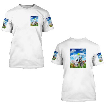 Discover Blue Red White Heeler Cattle Dogs Playing Ball 3D T Shirts