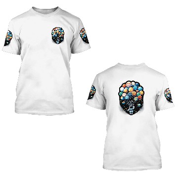 Discover Astronaut Holding Planet Balloons Space Moon Mars Planets 6 3D T Shirts