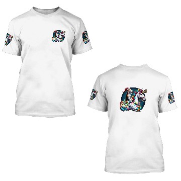 Discover Christmas Lights Wire Fox Terrier Dog Riding Unicorn Baseball Tees 3D T Shirts