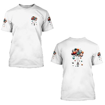 Discover Astronaut Holding Planet Balloons Space Moon Mars Planets 2 3D T Shirts