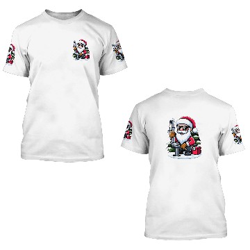 Discover Funny Santa as a Plumber Fixing a leaky pipess at North Pole 1 3D T Shirts