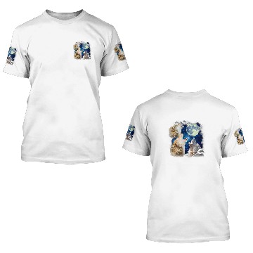 Discover Three Wolfs Howling At The Moon 2Wolves Lover Starry Night Baseball Tees 3D T Shirts