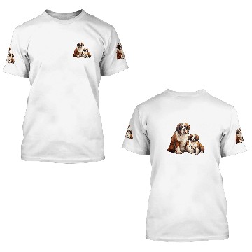 Discover Cute Dogs Saint Bernard 3D T Shirts