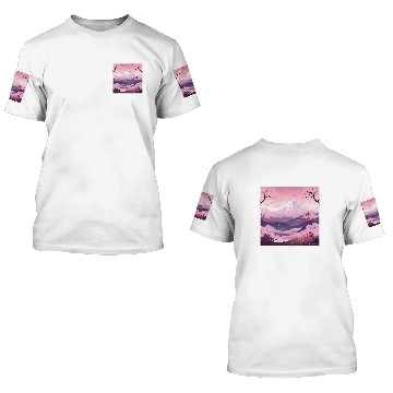 Discover Soft Symphony Peaks Pastel Blossom Ballet on Mountain Canva Baseball Tees 3D T Shirts