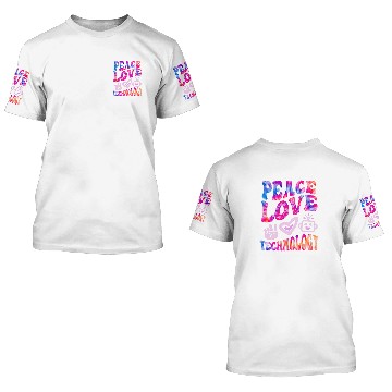 Discover Retro PEACE LOVE TECHNOLOGY vintages Computer Teacher Vibes 3D T Shirts