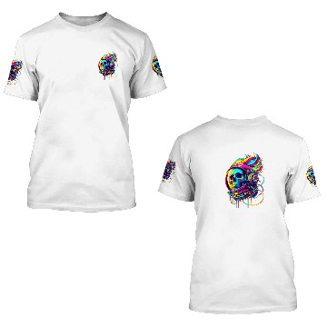 Discover Rainbow Astronaut Skull Space Lovers Cool Graphic 3D T Shirts 4 Baseball Tees