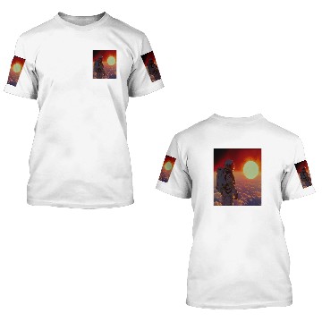 Discover Retro 1990s Japanese Anime Space Astronaut Sun Rising Art Baseball Tees 3D T Shirts