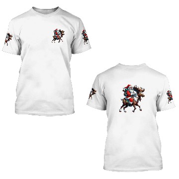 Discover Santa Claus Riding Moose Christmas Moose Baseball Tees 3D T Shirts