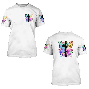 Discover Way Maker Butterfly Half Cross Funny Christian Butterfly 3D T Shirts 3D T Shirts