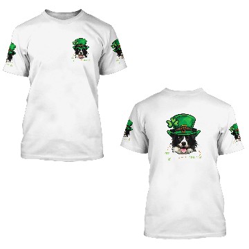 Discover Funny St Patricks Day Border Collie Dog Gaelic Baseball Tees 3D T Shirts