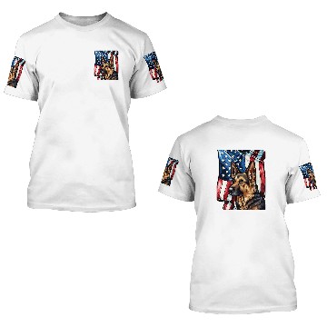 Discover Patriotic German Shepherd American Flag 3D T Shirts