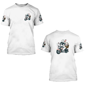 Discover Motorcycle Bunny Easter Biker Eggs Baseball Tees 3D T Shirts