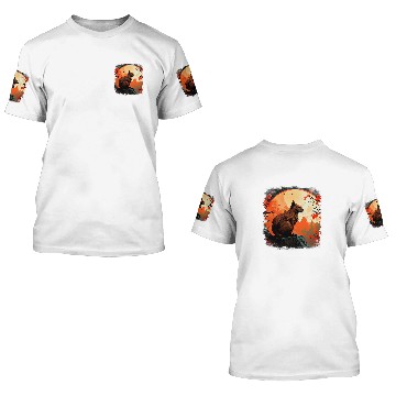 Discover Squirrel chipmunk on tree trunk Black orange moon animal art 3D T Shirts