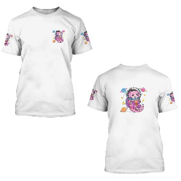 Discover Kawaii Axolotls Bubble Boba Tea Astronaut In Space 3D T Shirts