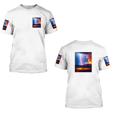Discover Lightning Storm during an Volcanic eruption 3D T Shirts