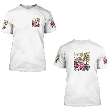 Discover Happy Easter Three Cute Bunny Goats On Pickup Truck Baseball Tees 3D T Shirts