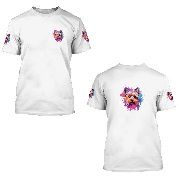 Discover Splash Art Yorkshire Terrier Dog Colorful 3D T Shirts