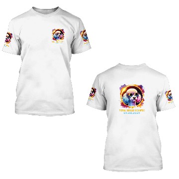 Discover Total Solar Eclipse 2024 Poodle Dog Eclipse Glasses Colorful Baseball Tees 3D T Shirts