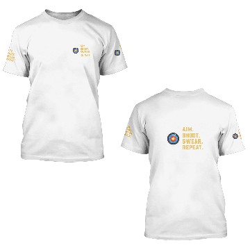 Discover vintages Archery targets Marksman Funny Aim Shoot Swear Repeat Baseball Tees 3D T Shirts