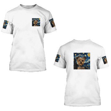 Discover Yorkshire Terrier Dog Van Gogh Style Starry Night Baseball Tees 3D T Shirts