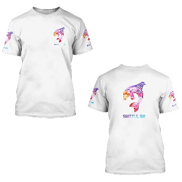 Discover Seattle Washington Native American Indian Orca Killer Whale 3D T Shirts